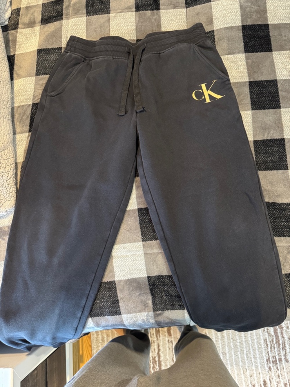 Calvin Klein Kids Black Sweatpants with Yellow CK Logo